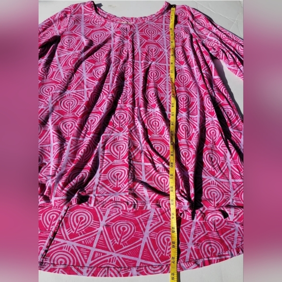 ❌️SOLD❌️ NOANOA Tunic Lily Top Pink Hawaiia Aloha Size L Quarter sleeve - Picture 7 of 8